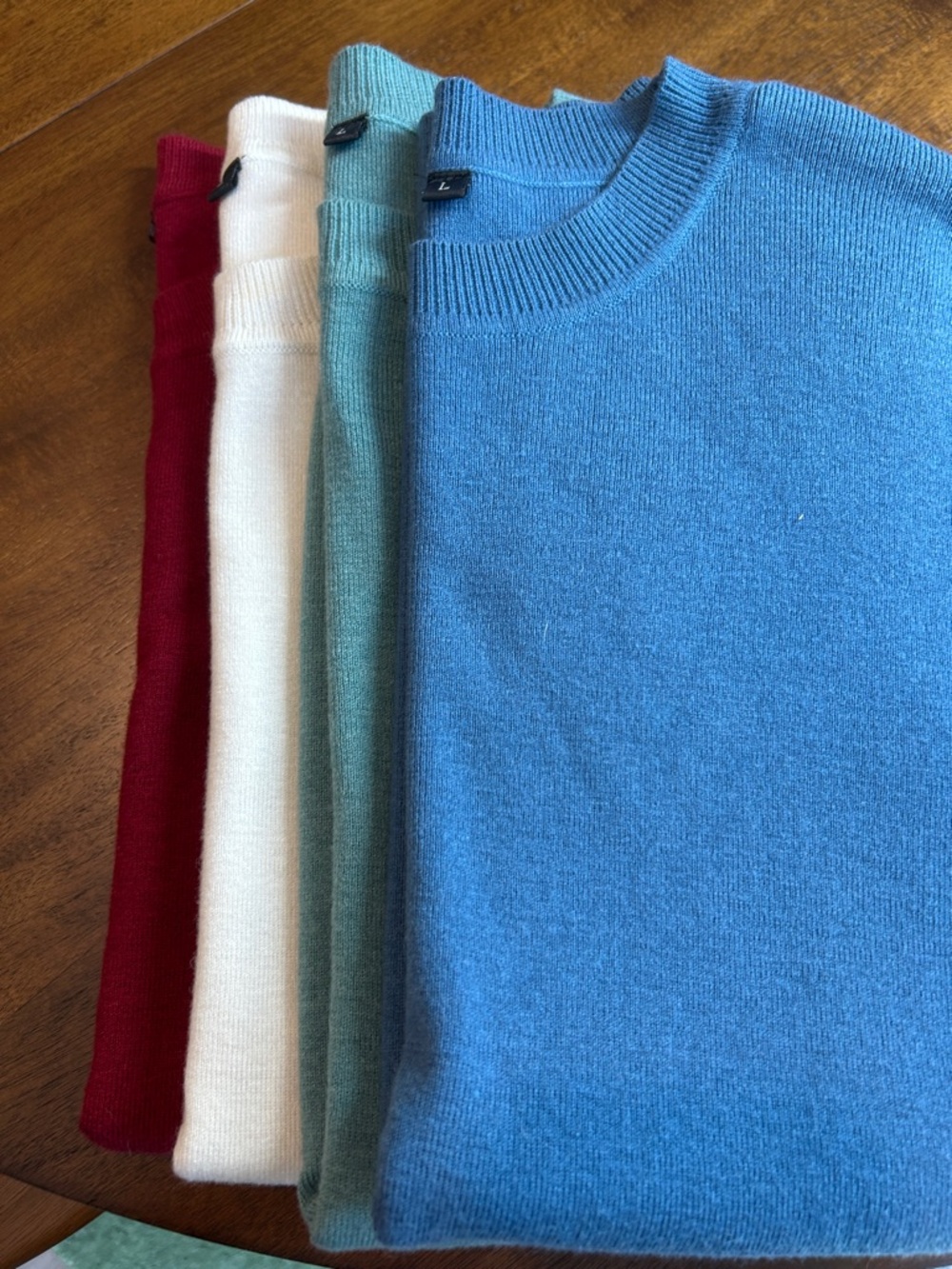 4 Classic Crew neck Summer Sweater - Ivory, Burgundy, Blue, Sage Bundle - Picture 6 of 8